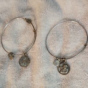 Alex and Ani Vintage Silver Set Of 2 Charm Bracelets Love & Cherub Style Set $18